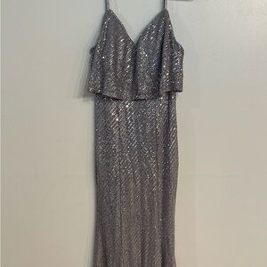 Elegant Silver Sequin Gown